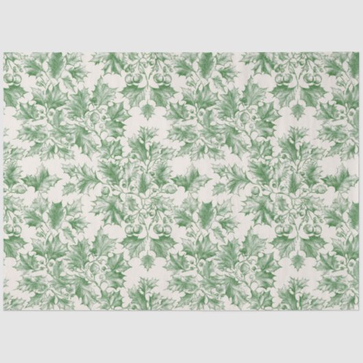Vintag Green Holly Decoupage Seidenpapier (Vorderseite)