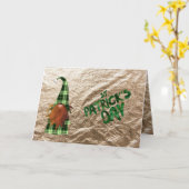 Vintag Green kariert St Patrick Gnome Karte (Gelbe Blume)