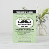 Vintag Green Mustache Bash Einladung (Stehend Vorderseite)