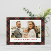 Vintag Green Red Tartan Kariertes Foto Weihnachten (Stehend Vorderseite)