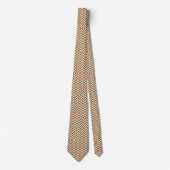 Vintag Green Red Zigzag Pattern Neck Krawatte (Vorderseite)