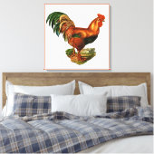Vintag Green Schwanz Feathers Rooster Cockerel Leinwanddruck (Insitu (Schlafzimmer))