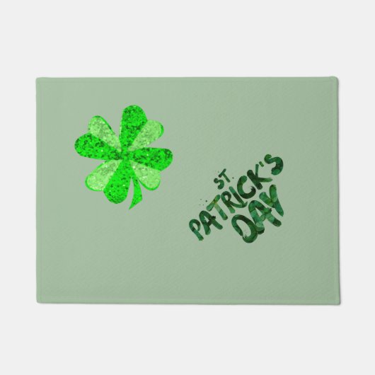 Vintag Green Sequence Kleeblatt St Patrick Glitzer Fußmatte (Vorderseite)