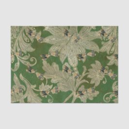Vintag Green Tan Damask Blumendrachenfliegen Seidenpapier