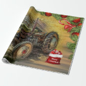 Vintag Green Tractor Barn Weihnachten Geschenkpapier (Ungerollt)