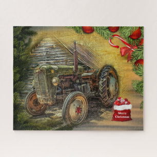 Vintag Green Tractor Barn Weihnachten Puzzle