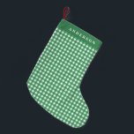 Vintag Green und White Gingham Kariert Personalisi Kleiner Weihnachtsstrumpf<br><div class="desc">Vintag Green und White Gingham Karierter Personalisierter Strumpf</div>