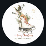 Vintag Greenery Boho Christmas Wasserfarbe Runder Aufkleber<br><div class="desc">Mit diesen modernen,  Vintagen Aquarellstickern aus unserer modernen Weihnachtsboutique Vintage wird dieses Weihnachtsfest ein wenig heller.</div>
