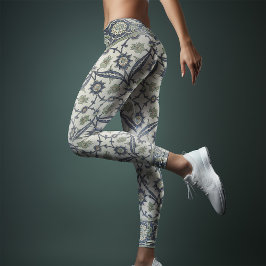 Vintag Greenery William Morris Floral Pattern Leggings