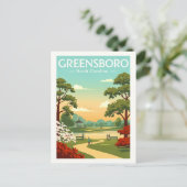 Vintag Greensboro North Carolina Postkarte (Stehend Vorderseite)