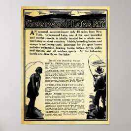 Vintag Greenwood Lake NY Travel Print Poster