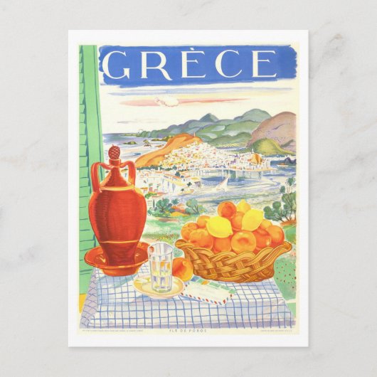 Vintag Griechenland Reiseplakat Postkarte (Vorderseite)