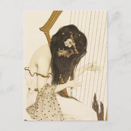 Vintag Griechisch Harpist Postcard Postkarte (Vorderseite)