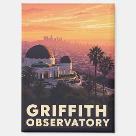 Vintag Griffith Observatory Los Angeles Sunset Magnet