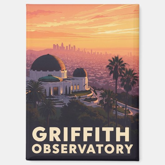 Vintag Griffith Observatory Los Angeles Sunset Magnet (Vorderseite)