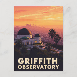 Vintag Griffith Observatory Los Angeles Sunset Postkarte