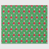 Vintag Grinch Weihnachtsgrün Muster Geschenkpapier (Flach)