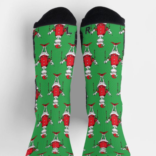 Vintag Grinch Weihnachtsgrün Muster Socken (Oben)