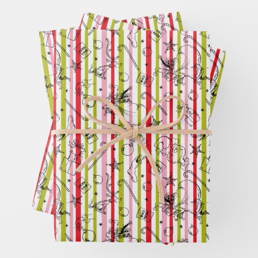 Vintag Grinch Weihnachtsschlange Muster Geschenkpapier Set (Beispiel)