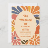 Vintag Groovy Boho Beachy Fun Vibes Wedding Einladung (Vorderseite)