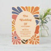 Vintag Groovy Boho Beachy Fun Vibes Wedding Einladung (Stehend Vorderseite)