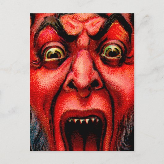 Vintag Growling Krampus Postkarte (Vorderseite)