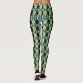 Vintag-grün-beige geometrisches St Patrick-Muster Leggings (Rückseite)