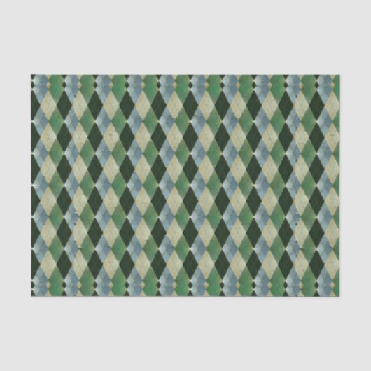 Vintag-grün-beige geometrisches St Patrick-Muster Seidenpapier (Vorderseite)