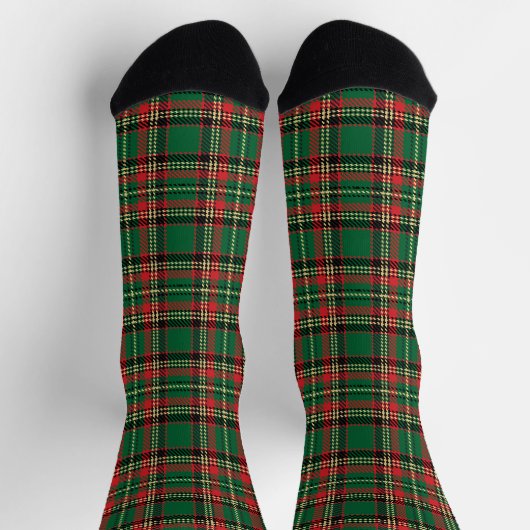 Vintag-grün-schwarz-gelb rustikale Tartan kariert Socken (Oben)