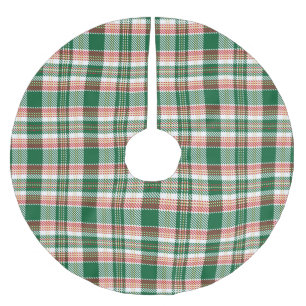 Vintag-grün-weiß-gelb rustikale Tartan kariert Polyester Weihnachtsbaumdecke