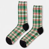 Vintag-grün-weiß-gelb rustikale Tartan kariert Socken (Linkes Detail)