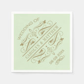 Vintag-grüne Antique-Blüh-Hochzeitsmonogramm Serviette (Vorderseite)