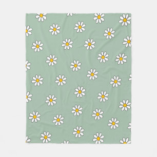 Vintag grüne Ästhetik Botanischer Floral Daisy Pat Fleecedecke