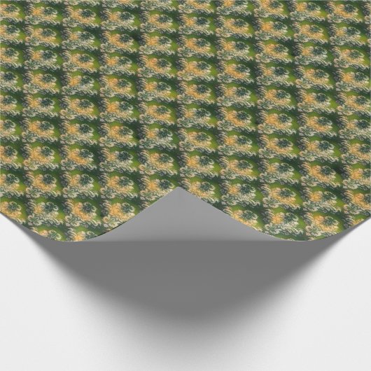 Vintag-grüne Blume Geschenkpapier (Ecke)