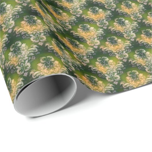 Vintag-grüne Blume Geschenkpapier (Rolleneckpunkt)