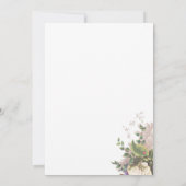 Vintag-grüne lila Elfenbeinblütenhochzeit Einladung (Rückseite)