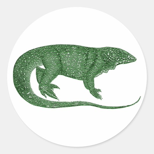 Vintag grüne Lizard Runder Aufkleber (Vorderseite)