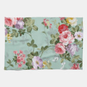 Vintag grünes Blumendesign Geschirrtuch (Horizontal)