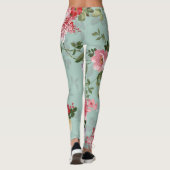Vintag grünes Blumendesign Leggings (Rückseite)