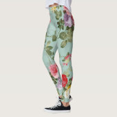 Vintag grünes Blumendesign Leggings (Links)