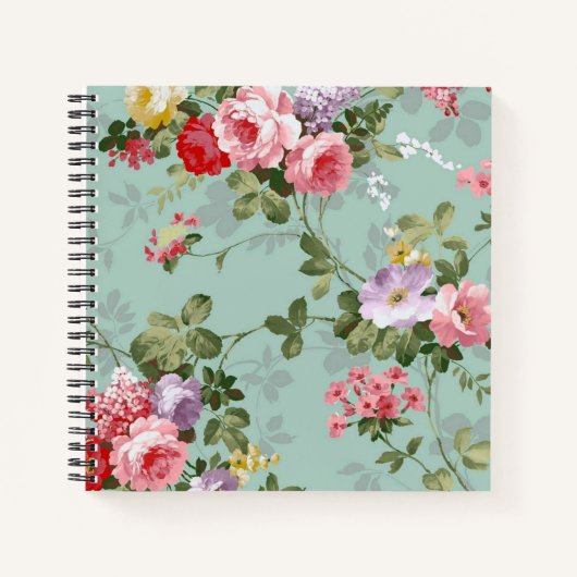 Vintag grünes Blumendesign Notizblock (Vorderseite)