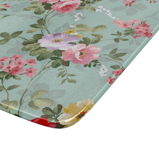 Vintag grünes Blumendesign Schneidebrett (Ecke)