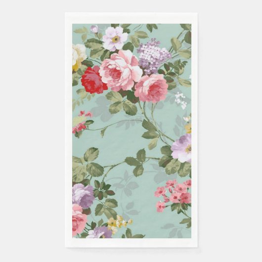 Vintag grünes Blumendesign Serviette (Vorderseite)