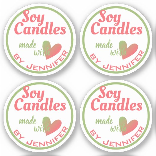 Vintag grünes Rot aus Liebe Herzsoykerzen Aufkleber (Vorderseite)