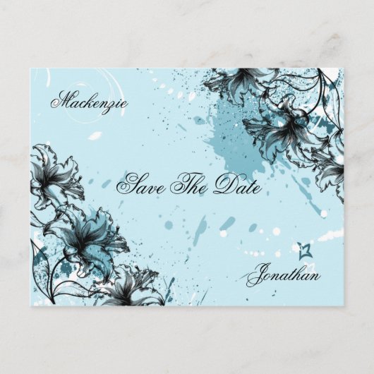 Vintag Grunge Aquamarin Schwarz Save the Date Ankündigungspostkarte (Vorderseite)