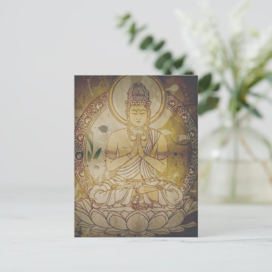 Vintag Grunge Buddha Postkarte (Stehend Vorderseite)