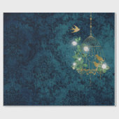 Vintag Grunge Damask Birdcage Geschenkpapier (Flach)