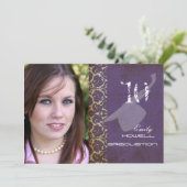 Vintag/grunge/Damast/Abschlüsse Einladung (Stehend Vorderseite)