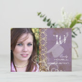 Vintag/grunge/Damast/Abschlüsse Einladung (Stehend Vorderseite)