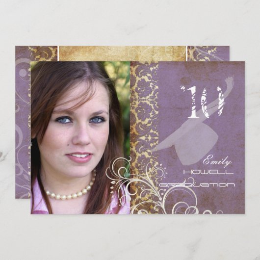 Vintag/grunge/Damast/Abschlüsse Einladung (Vorne/Hinten)